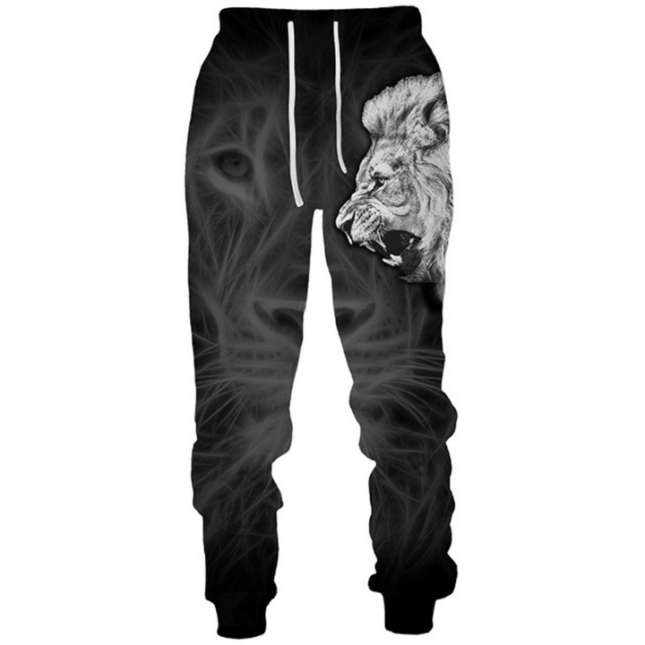 Lion Grayscale Print Tracksuit Bottom