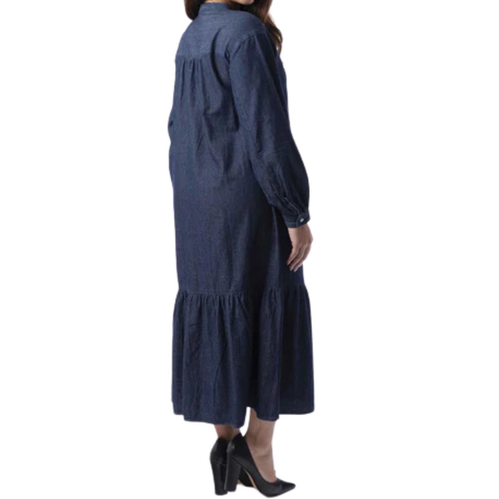 100% Cotton Layered Denim Dress with Pockets