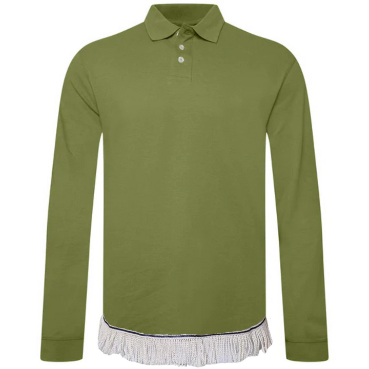 Cotton Long Sleeve Polo with Fringes (2 for $60/3 for $80) (8 Colors)