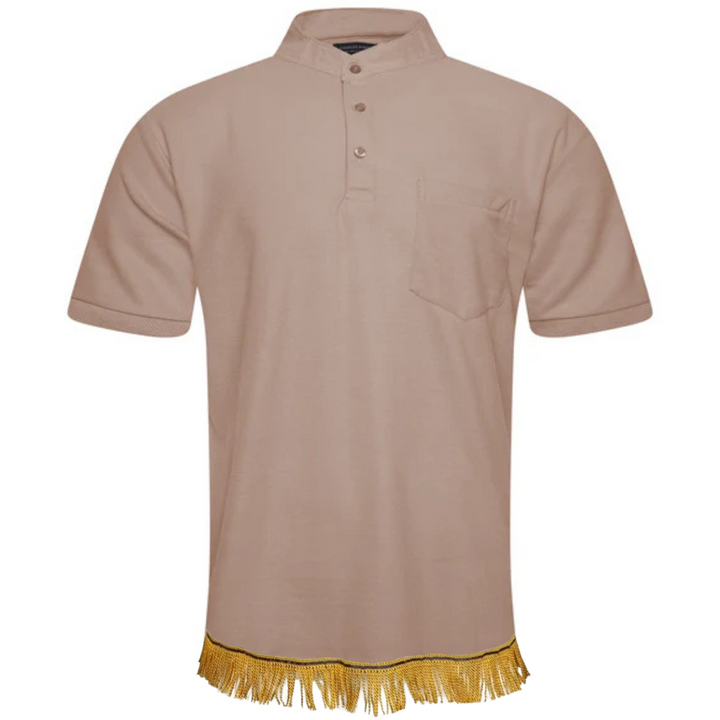 Men's Henley Collar Polo Shirt with Fringes