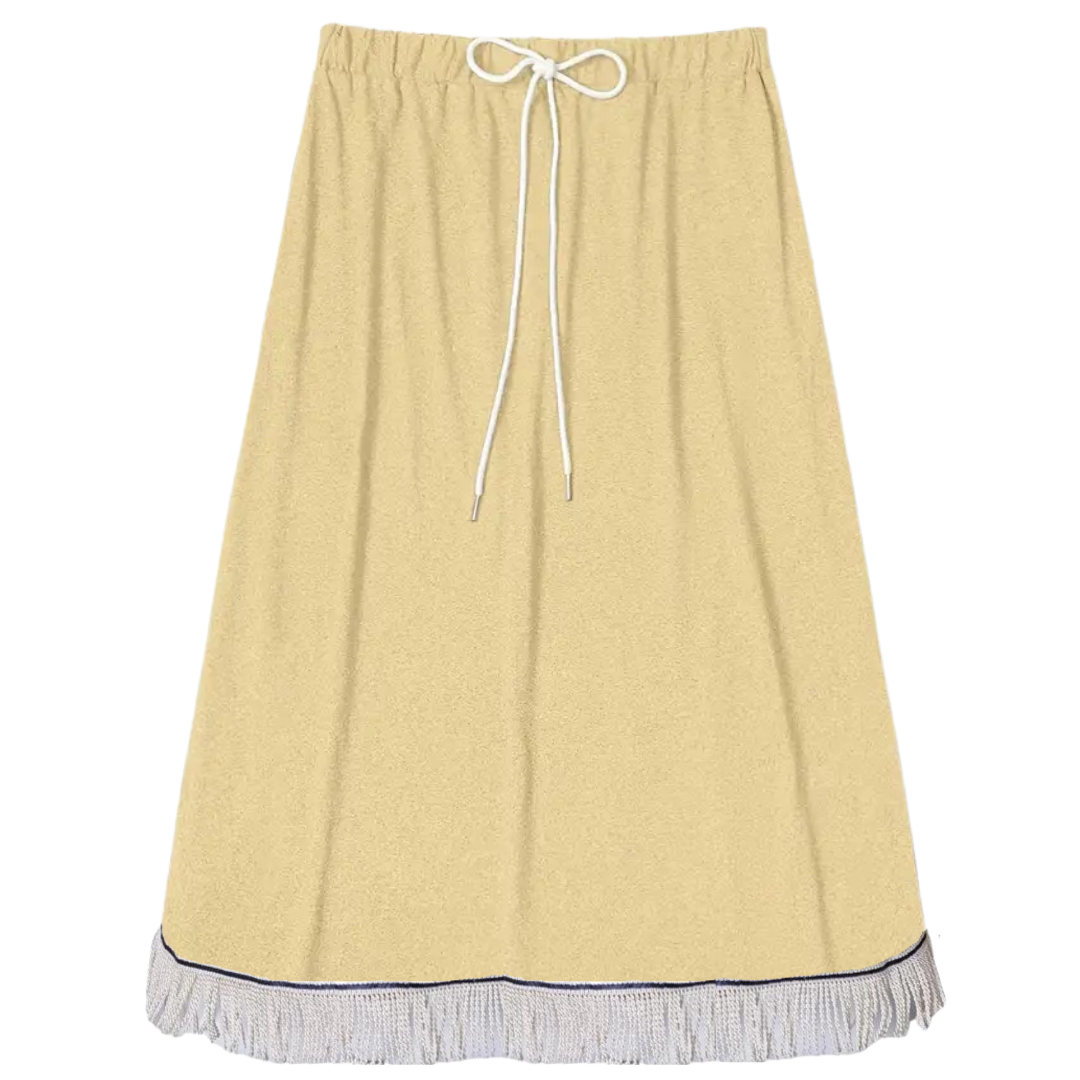 Plain Midi Skirt with Decorative Drawstring (8 Colors)