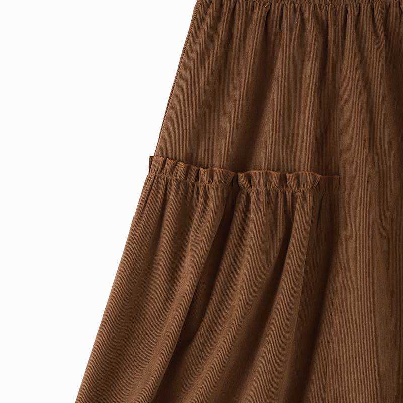 Corduroy Ruffle PreFringed Maxi Skirt