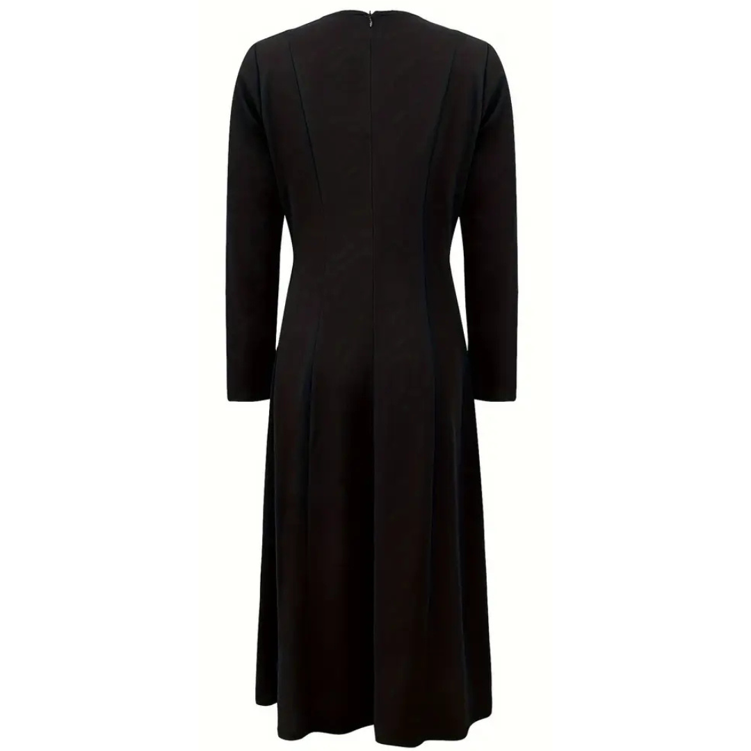 Black Long Sleeve Crew Neck Maxi Dress