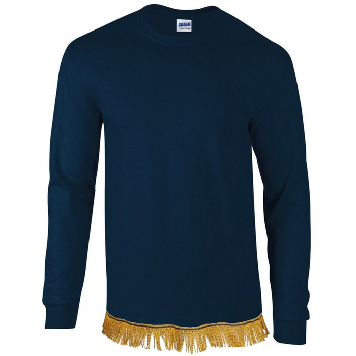 Men's Plain Long Sleeve T-Shirt with Fringes