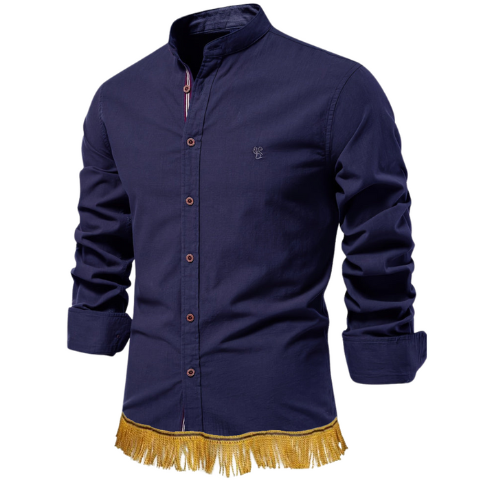 100% Cotton Button-Down Shirt with Fringes