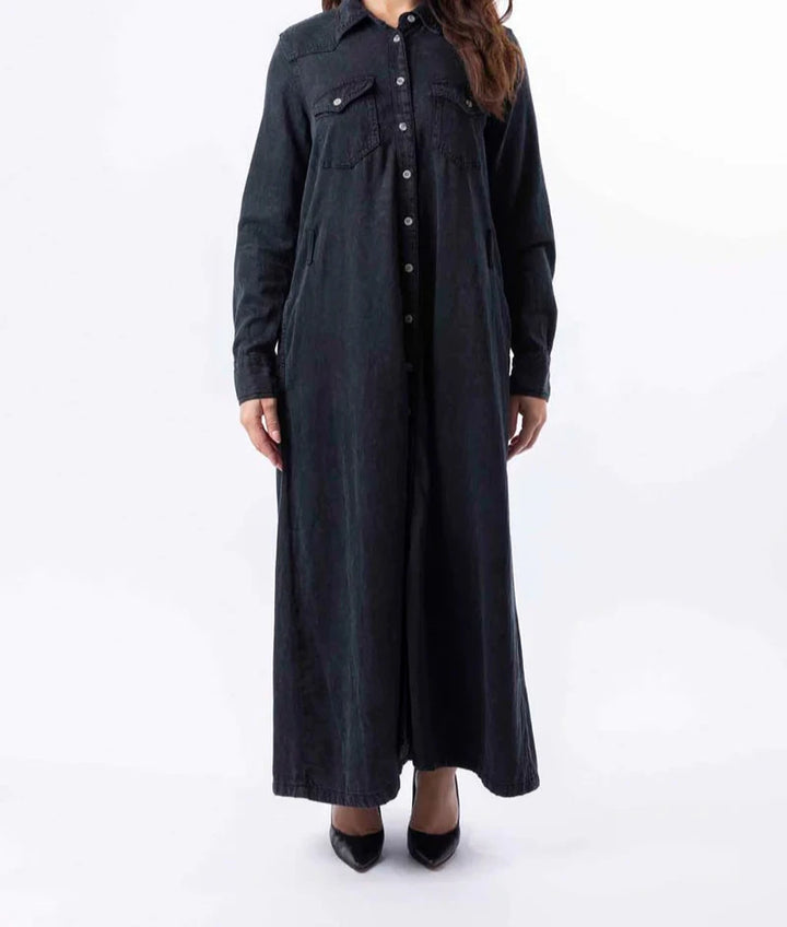 100% Cotton A-Line Denim Maxi Dress