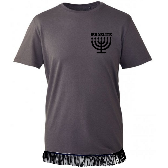 ISRAELITE Menorah Adult T-Shirt with Black Vinyl