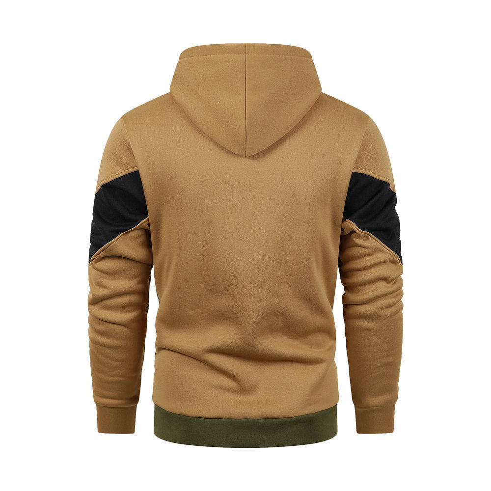 Men's Patchwork Zipper Hoodie with Fringes