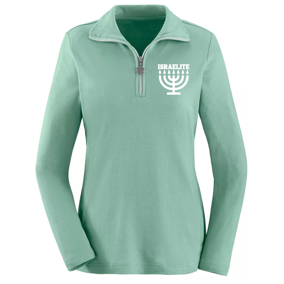 ISRAELITE Women's Pure Cotton Half Zip Sweatshirt