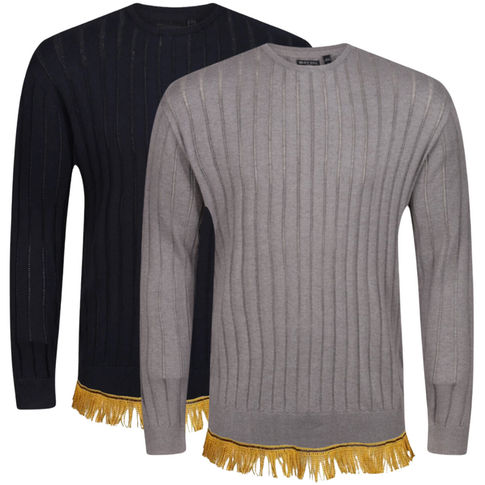 Men's 100% Cotton Sweater with Fringes