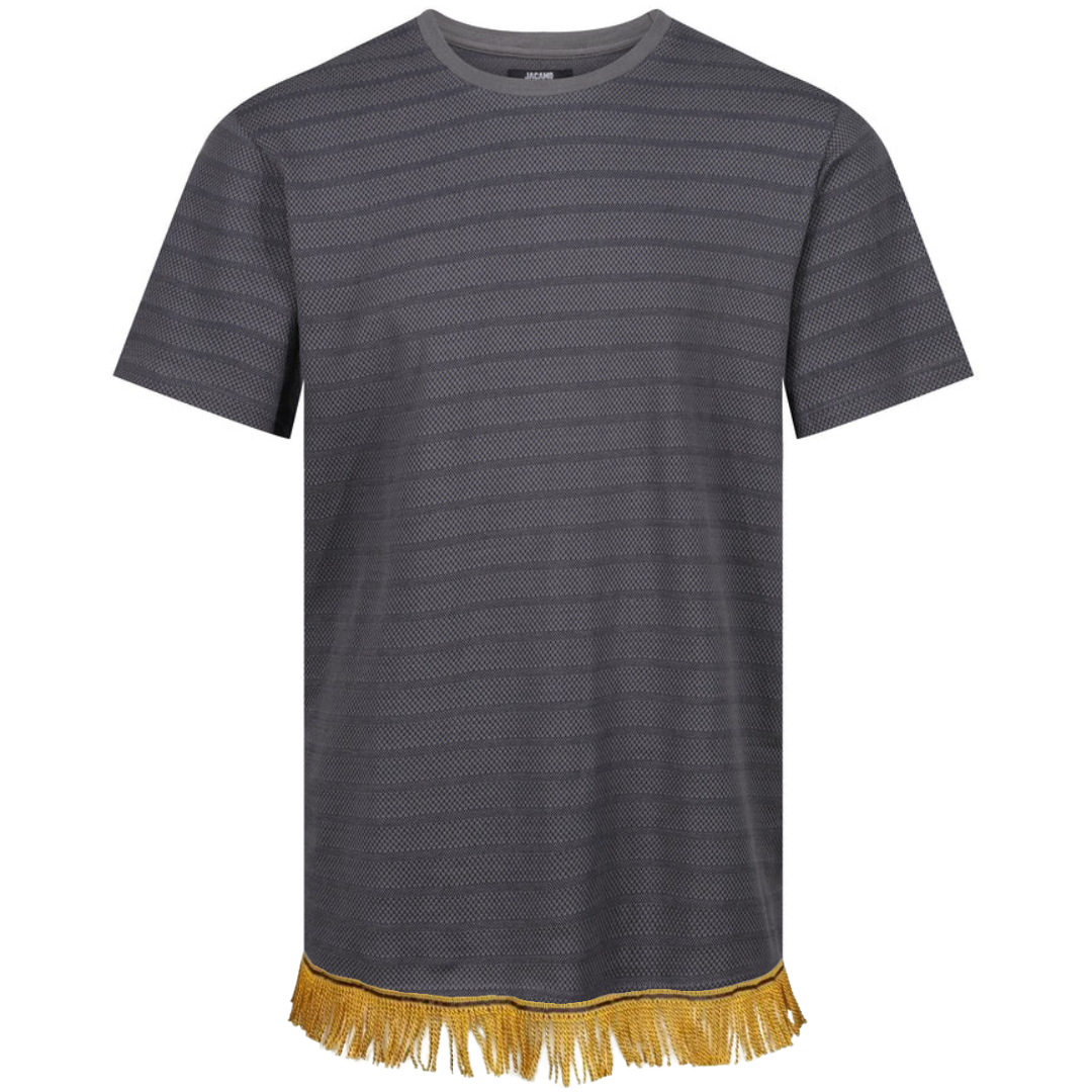 Men's Textured Stripe T-Shirt with Fringes