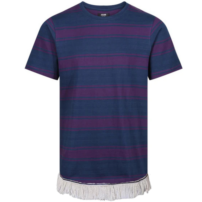 Men's Wide Stripe T-Shirt with Fringes