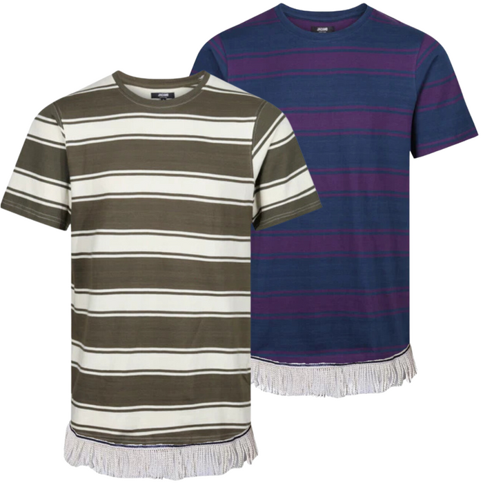 Men's Wide Stripe T-Shirt with Fringes