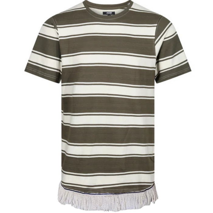 Men's Wide Stripe T-Shirt with Fringes