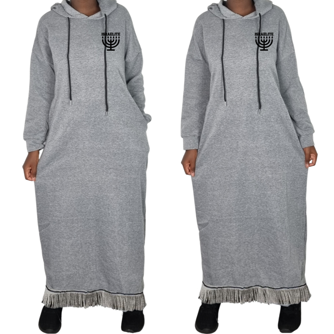 ISRAELITE Hooded Sweatshirt Dress with Pockets