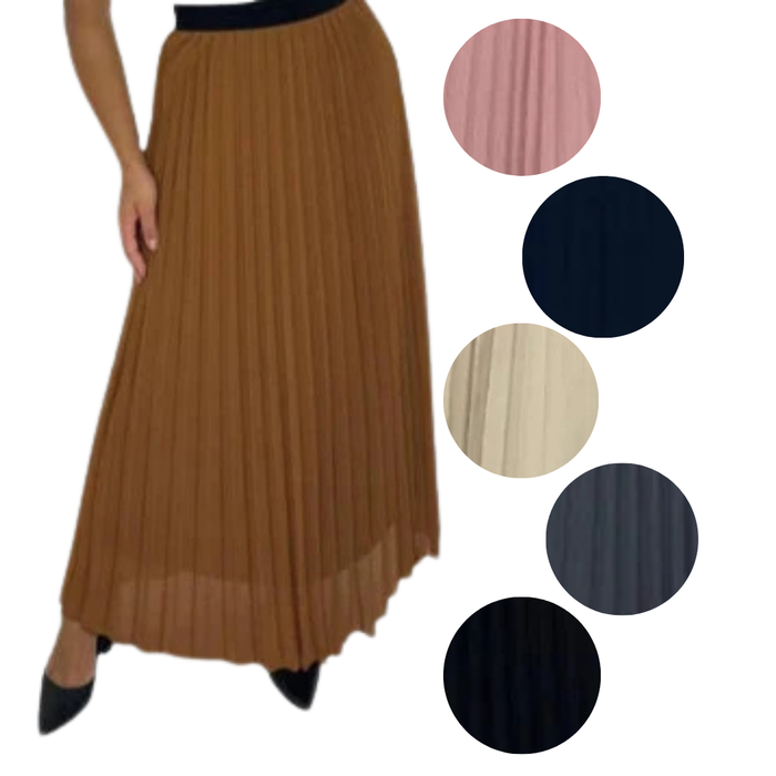 High Waist Pleated Chiffon Maxi Skirt