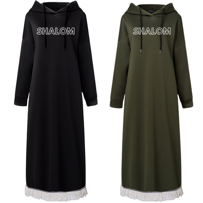 SHALOM Hooded Sweatshirt Dress with Pockets