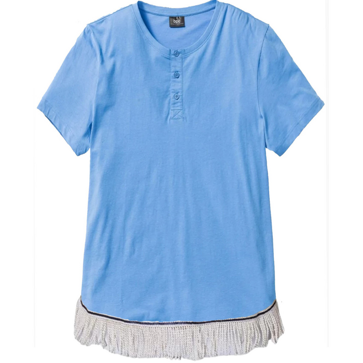 Men's Henley T-Shirt with Fringes