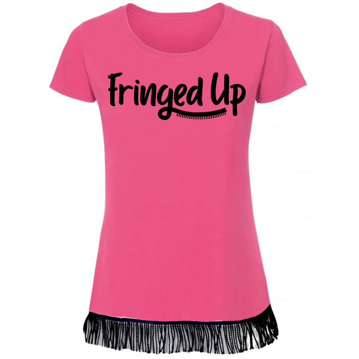 Fringed Up Women's T-Shirt with Black Vinyl