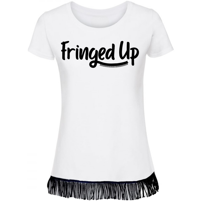 Fringed Up Women's T-Shirt with Black Vinyl