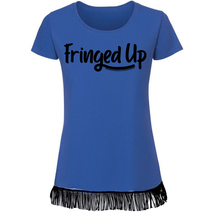 Fringed Up Women's T-Shirt with Black Vinyl