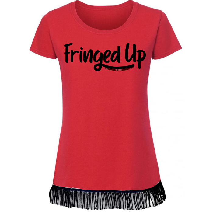 Fringed Up Women's T-Shirt with Black Vinyl