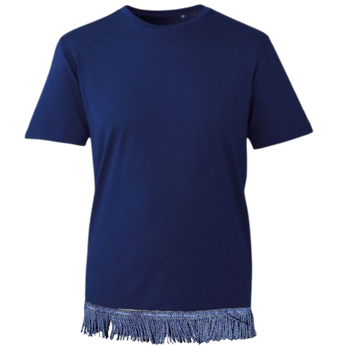 Men's Navy T-Shirt with Navy Bullion Fringe