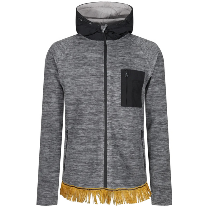 Indigo Crown Hooded Fleece Jacket with Fringes