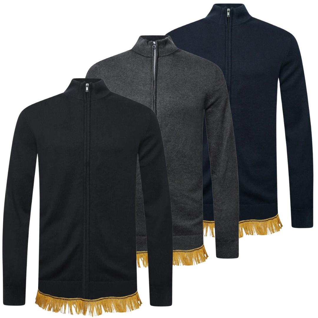 Men's Full Zip 100% Cotton Cardigan with Fringes