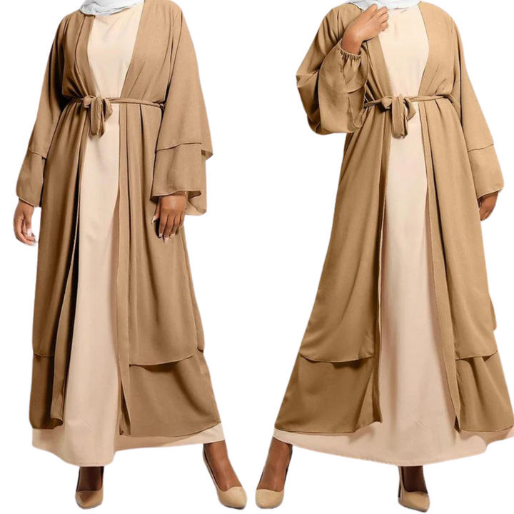 Double Layered Chiffon Open Abaya