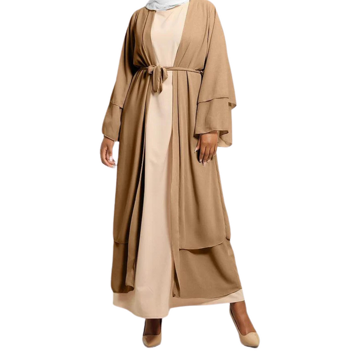 Double Layered Chiffon Open Abaya