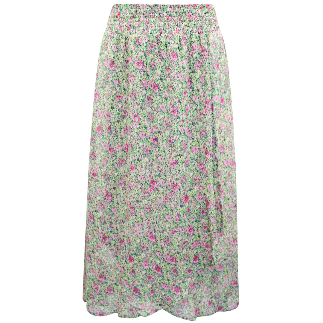 Ditsy Floral Shirred Waist Midi Skirt