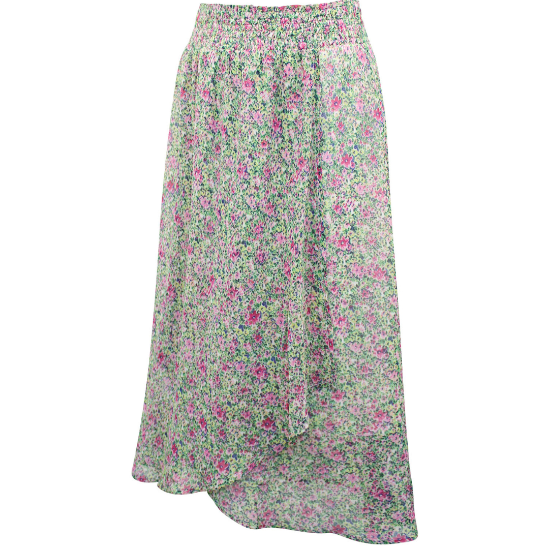 Ditsy Floral Shirred Waist Midi Skirt