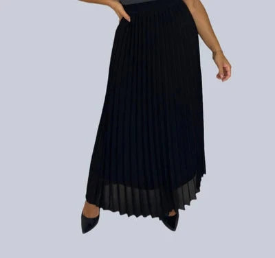 High Waist Pleated Chiffon Maxi Skirt