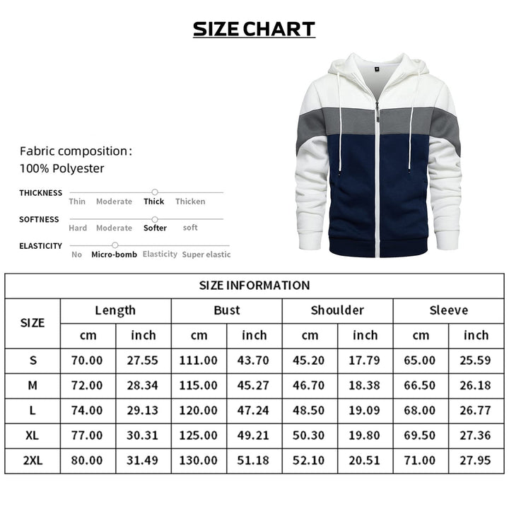 Men's Patchwork Zipper Hoodie with Fringes