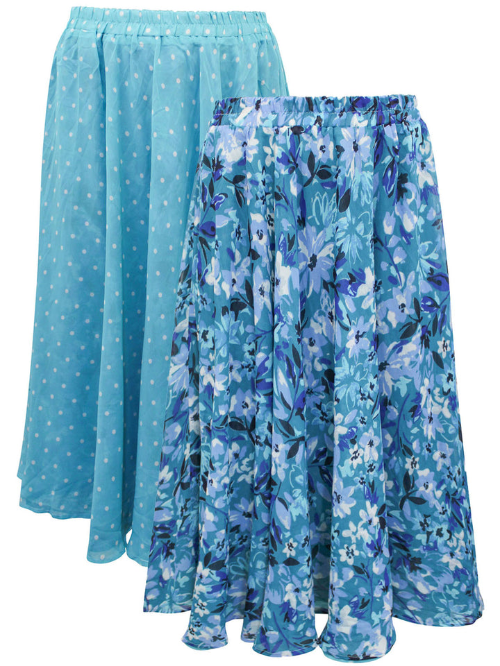 Blue Reversible Printed Pull On Skirt