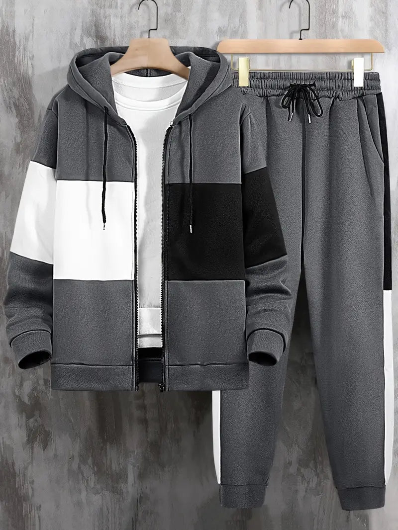 Men's Color Block Tracksuit Set