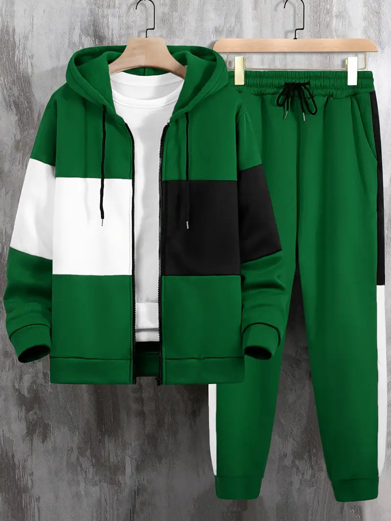 Men's Color Block Tracksuit Set