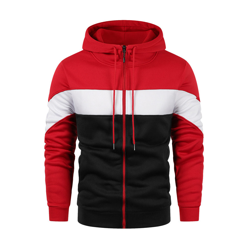 Men's Patchwork Zipper Hoodie with Fringes