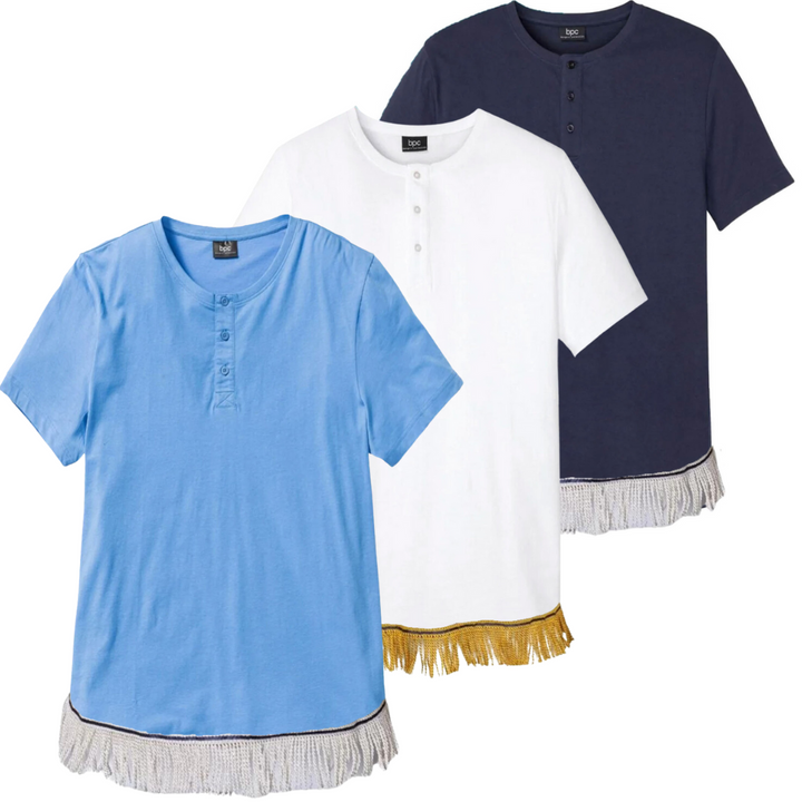 Men's Henley T-Shirt with Fringes