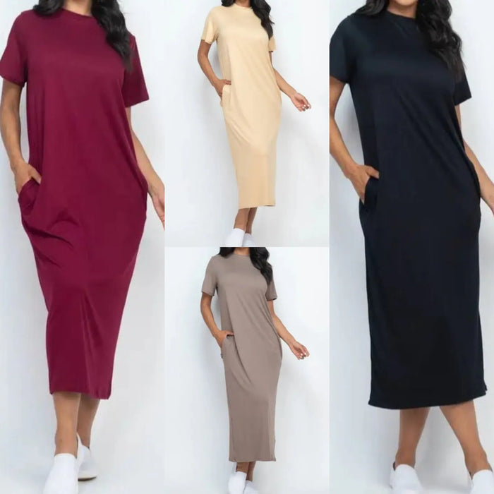 T-Shirt Midi Dress with Side Pockets