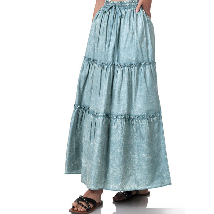 Acid Wash Cotton Maxi Skirt - Free Worldwide Shipping- Sew Royal US