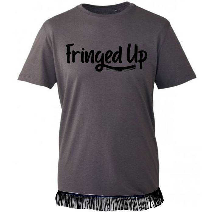 Fringed Up Adult T-Shirt with Black Vinyl