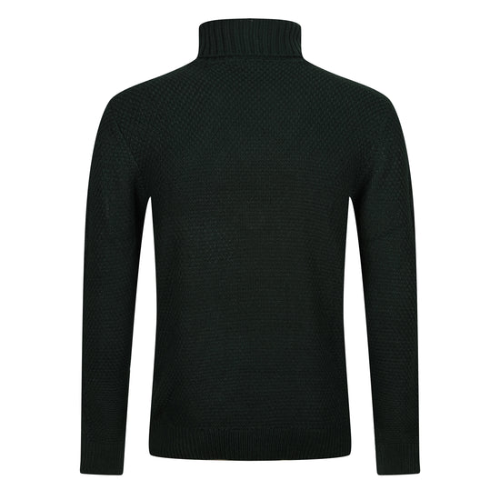 Men's Roll Neck Cable Knit Sweater with Fringes