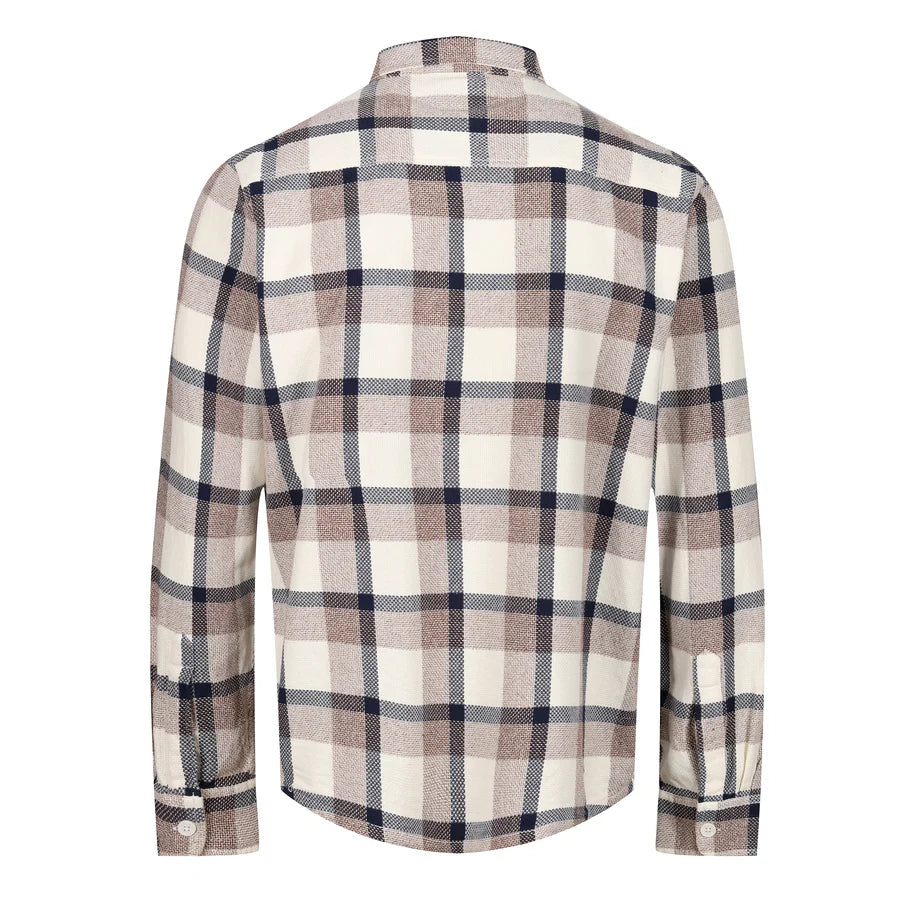 Men's Double Pocket Check Overshirt with Fringes