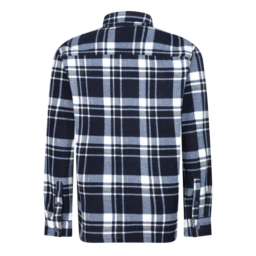 Men's Check Fleece Overshirt with Fringes