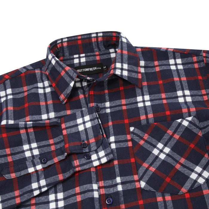 Men's Brushed Cotton Check Shirt with Fringes