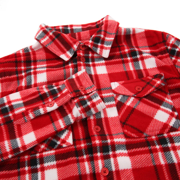 Men's Check Fleece Overshirt with Fringes