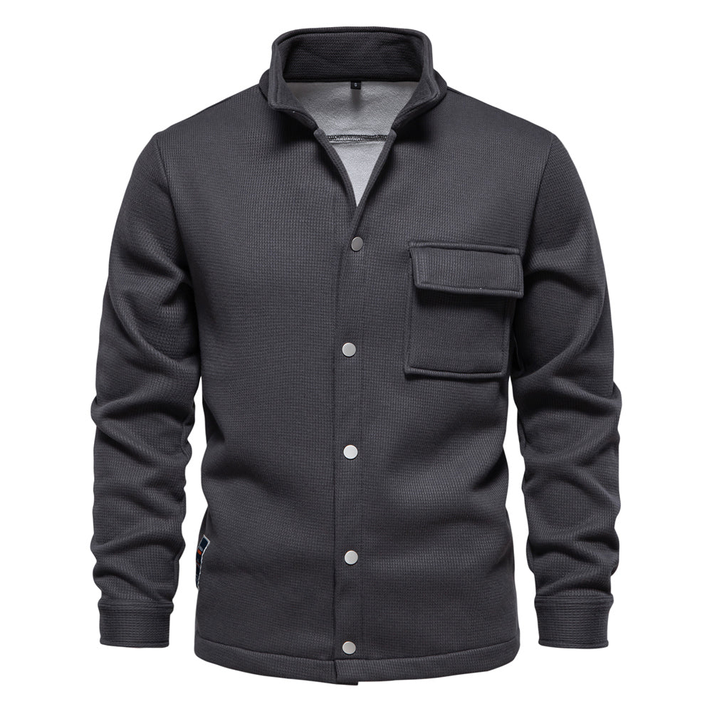 Men's Fleece Lined Button Up Jacket with Fringes