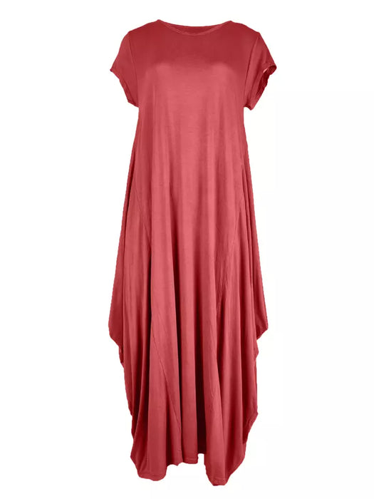 Plain Cap Sleeve Parachute Maxi Dress